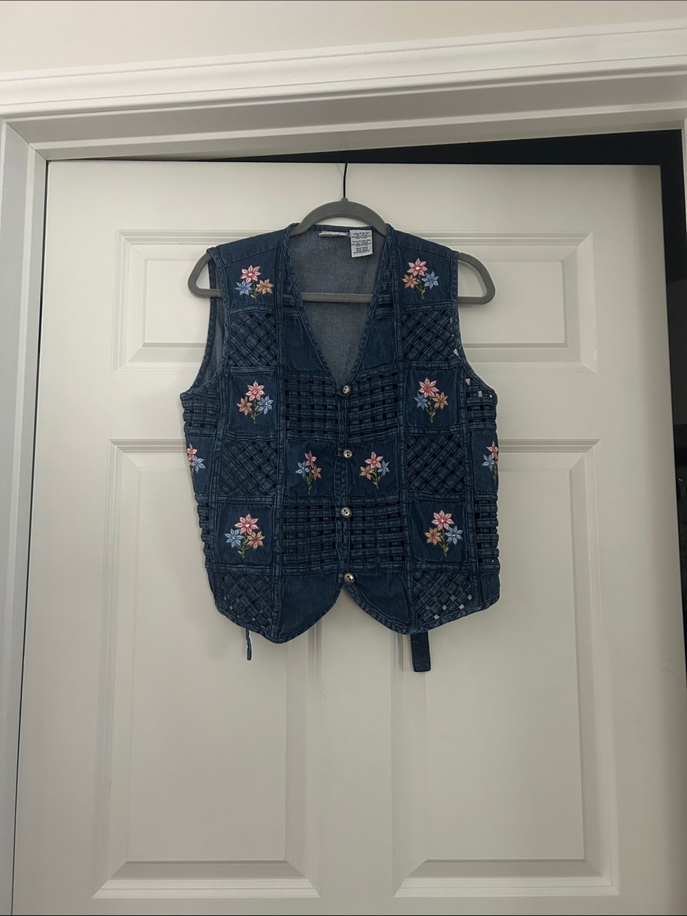 Bobbie Brooks Navy Blue Embroidered Denim Vest